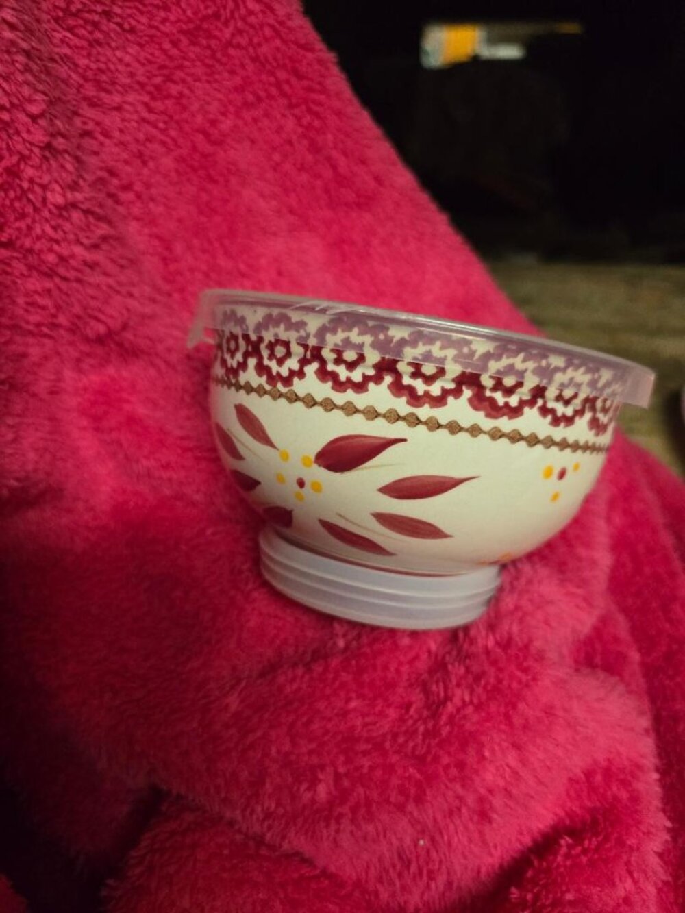 Temptations Old World Red Lazy Susan Center Bowl w/ Lid & Suction Base - Picture 5 of 5